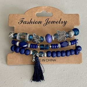 Blue Boho Butterfly Stackable Stretch Bracelets